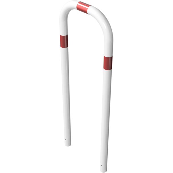 Hoop of steel tube |  60 x 2,5 mm | without cross bar | for casting in concrete | total width: 500 mm | total height: 1400 mm | hot-dip galvanized and white coatedwith red reflecting stripes